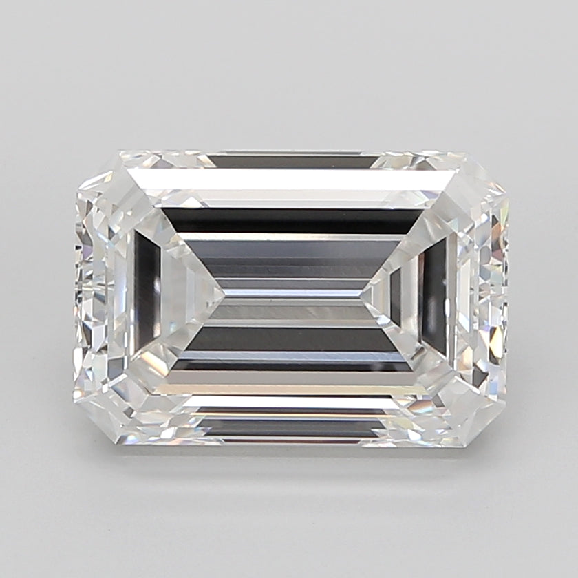 10.05 Carat Emerald Shaped, Ideal Cut, F Color, VVS2 Clarity, IGI Certified Lab Grown Diamond