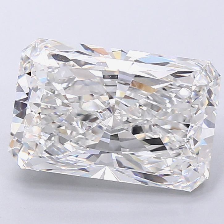 7.72 Carat Radiant Shaped, Very Good Cut, F Color, VVS2 Clarity, IGI Certified Lab Grown Diamond
