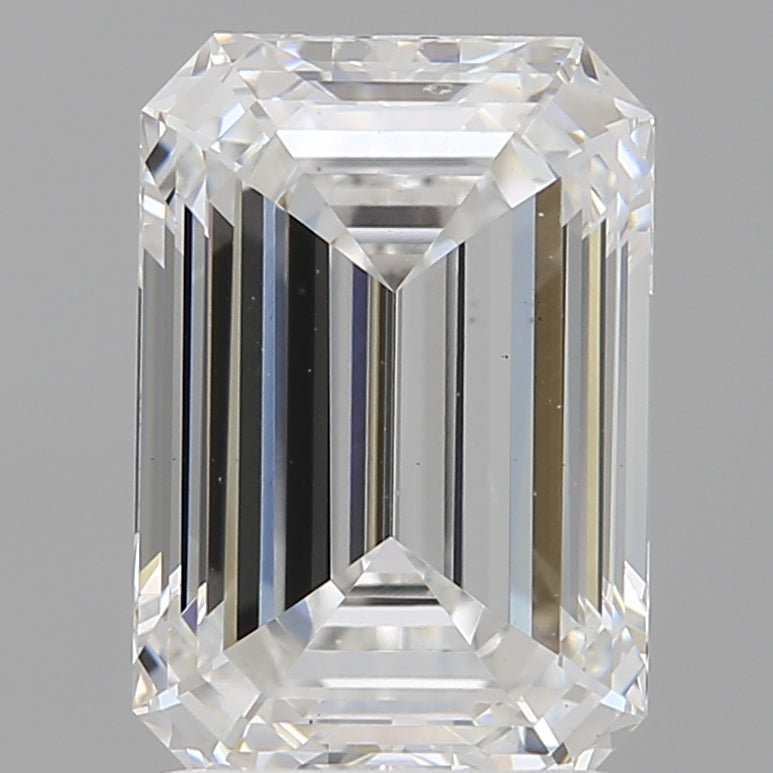 2.10 Carat Emerald Shaped, Ideal Cut, D Color, VVS2 Clarity, IGI Certified Lab Grown Diamond