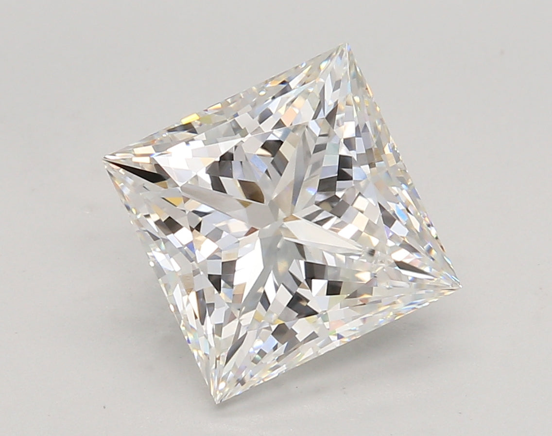 4.02 Carat Princess Shaped, Ideal Cut, F Color, VVS2 Clarity, IGI Certified Lab Grown Diamond