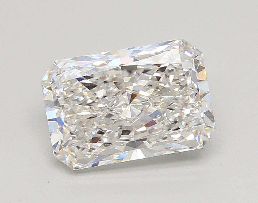 3.05 Carat Radiant Shaped, Ideal Cut, F Color, VVS2 Clarity, IGI Certified Lab Grown Diamond