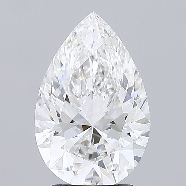 3.06 Carat Pear Shaped, Ideal Cut, F Color, VVS2 Clarity, IGI Certified Lab Grown Diamond