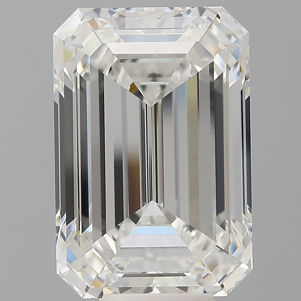 10.09 Carat Emerald Shaped, Ideal Cut, F Color, VVS2 Clarity, IGI Certified Lab Grown Diamond