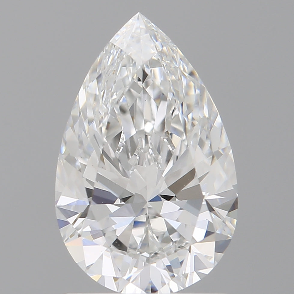 1.58 Carat Pear Shaped, Ideal Cut, D Color, VVS2 Clarity, IGI Certified Lab Grown Diamond