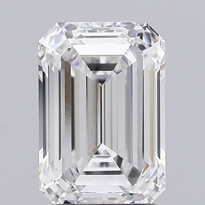 2.10 Carat Emerald Shaped, Ideal Cut, F Color, VS1 Clarity, IGI Certified Lab Grown Diamond