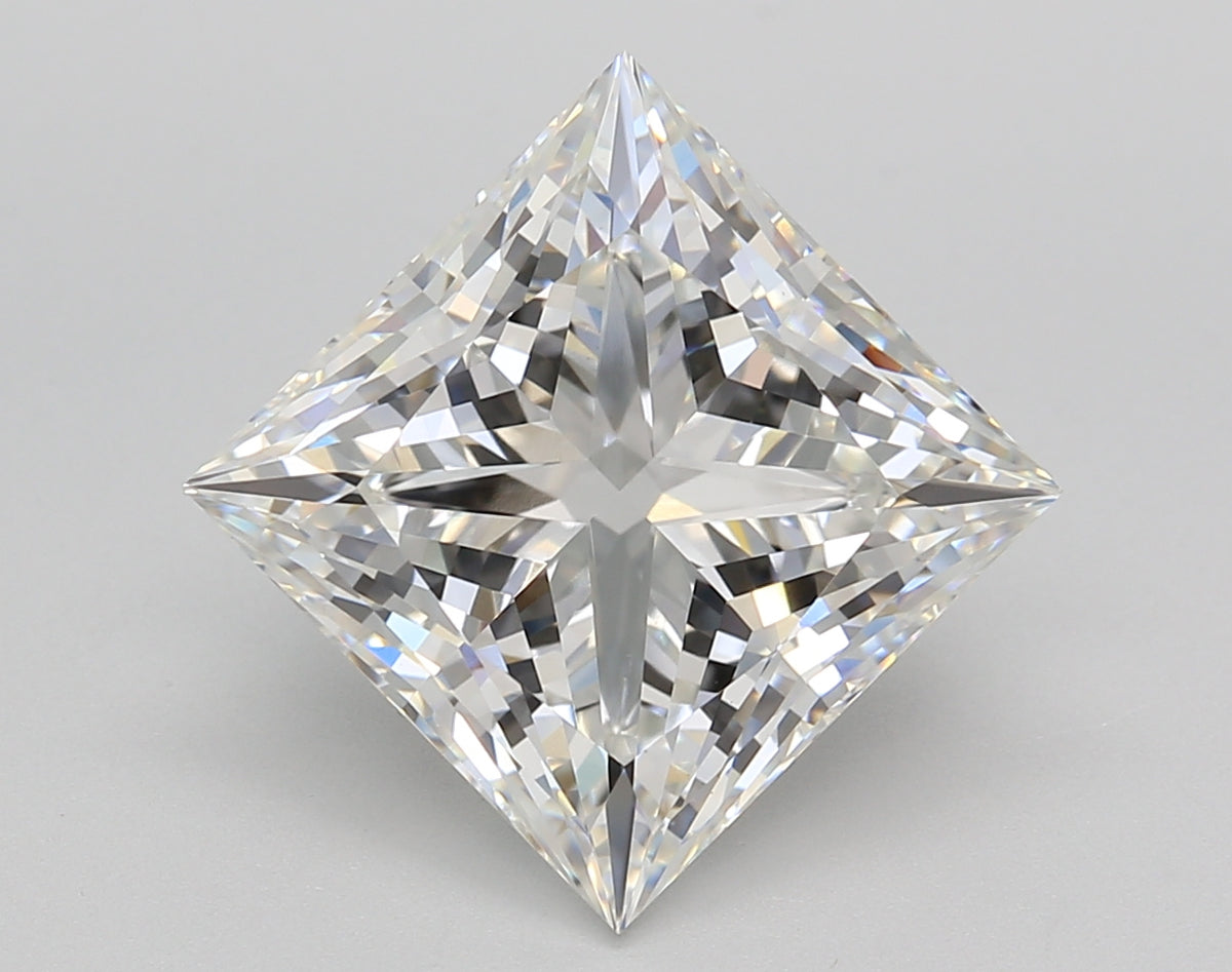 6.02 Carat Princess Shaped, Ideal Cut, F Color, VVS2 Clarity, IGI Certified Lab Grown Diamond