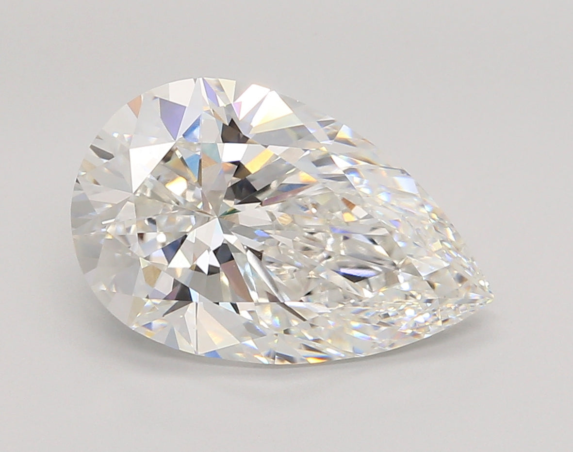 5.04 Carat Pear Shaped, Ideal Cut, F Color, VVS2 Clarity, IGI Certified Lab Grown Diamond