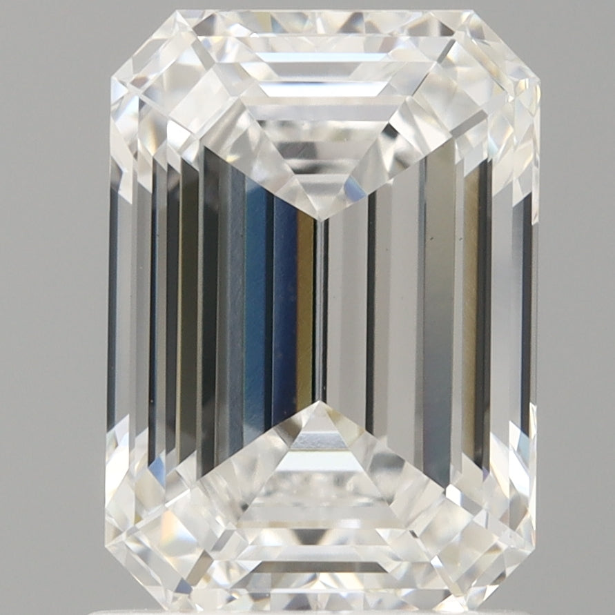 1.58 Carat Emerald Shaped, Ideal Cut, D Color, VVS2 Clarity, IGI Certified Lab Grown Diamond