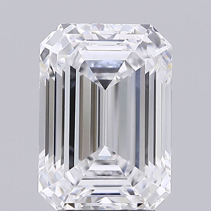 3.08 Carat Emerald Shaped, Ideal Cut, D Color, VVS2 Clarity, IGI Certified Lab Grown Diamond
