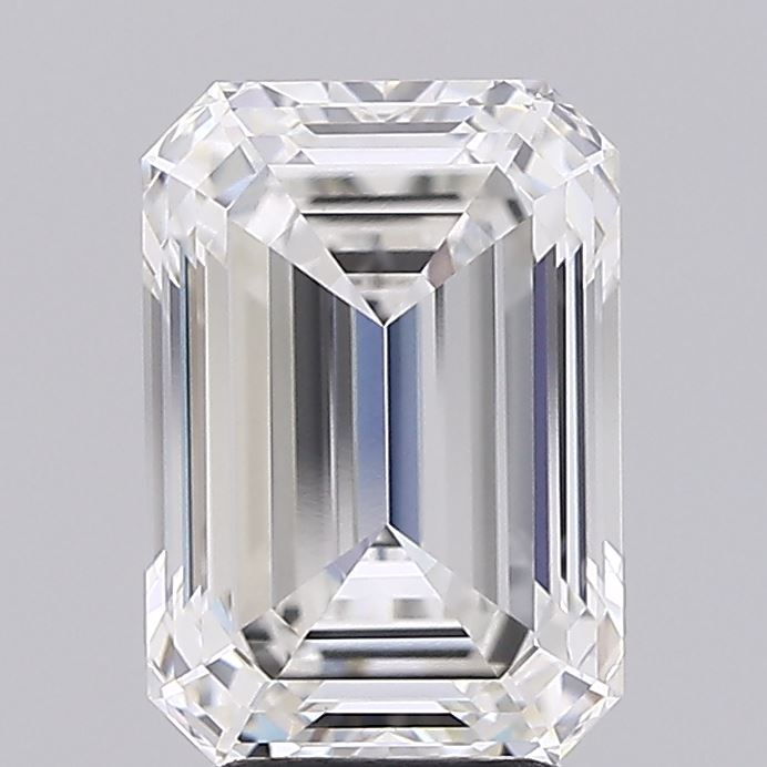4.09 Carat Emerald Shaped, Ideal Cut, F Color, VVS2 Clarity, IGI Certified Lab Grown Diamond