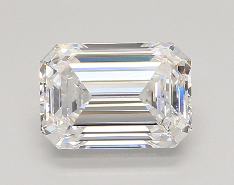 2.04 Carat Emerald Shaped, Ideal Cut, E Color, VVS2 Clarity, IGI Certified Lab Grown Diamond