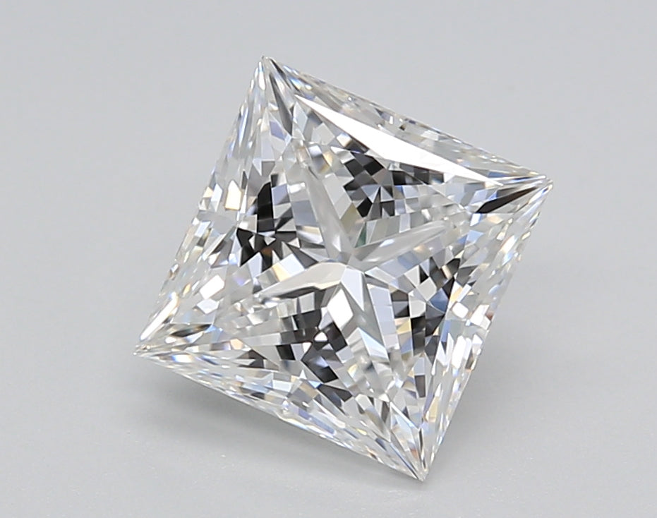2.02 Carat Princess Shaped, Ideal Cut, E Color, VVS2 Clarity, GIA Certified Lab Grown Diamond