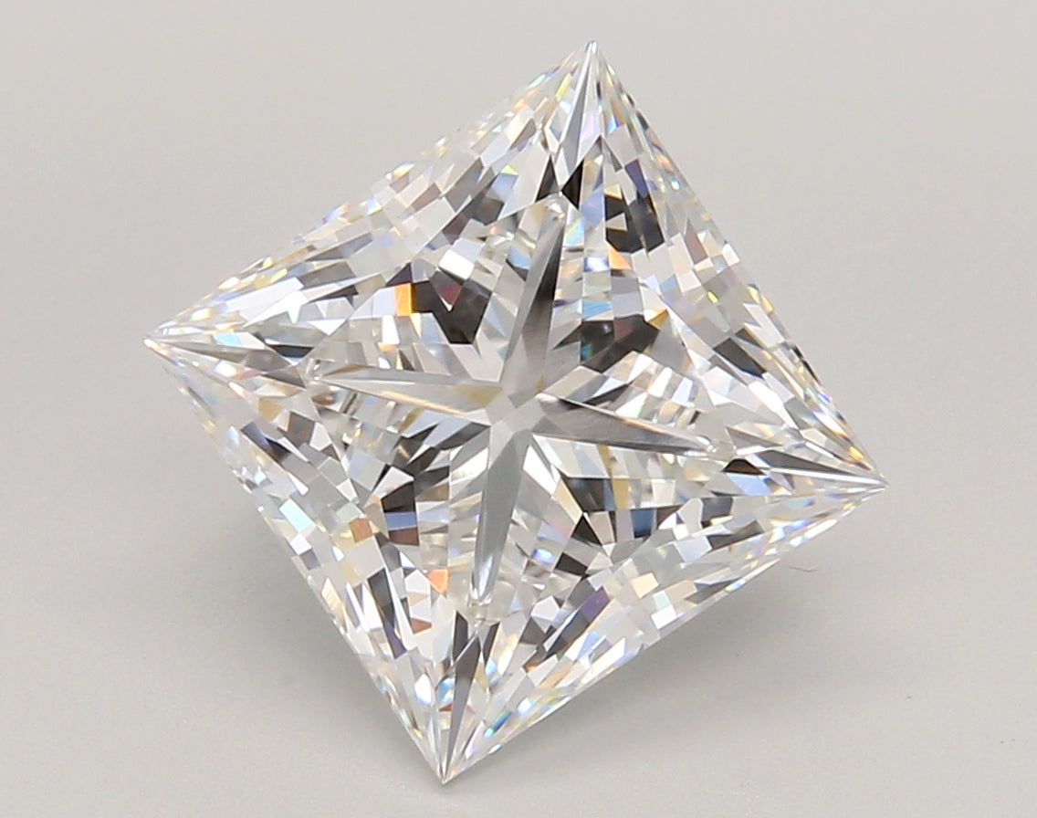 4.59 Carat Princess Shaped, Ideal Cut, E Color, VVS2 Clarity, IGI Certified Lab Grown Diamond