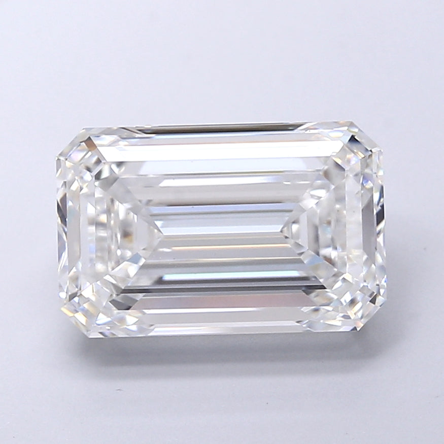 6.02 Carat Emerald Shaped, Very Good Cut, F Color, VS1 Clarity, IGI Certified Lab Grown Diamond