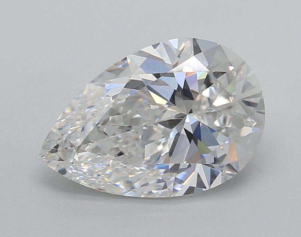 3.01 Carat Pear Shaped, Excellent Cut, F Color, VVS2 Clarity, IGI Certified Lab Grown Diamond