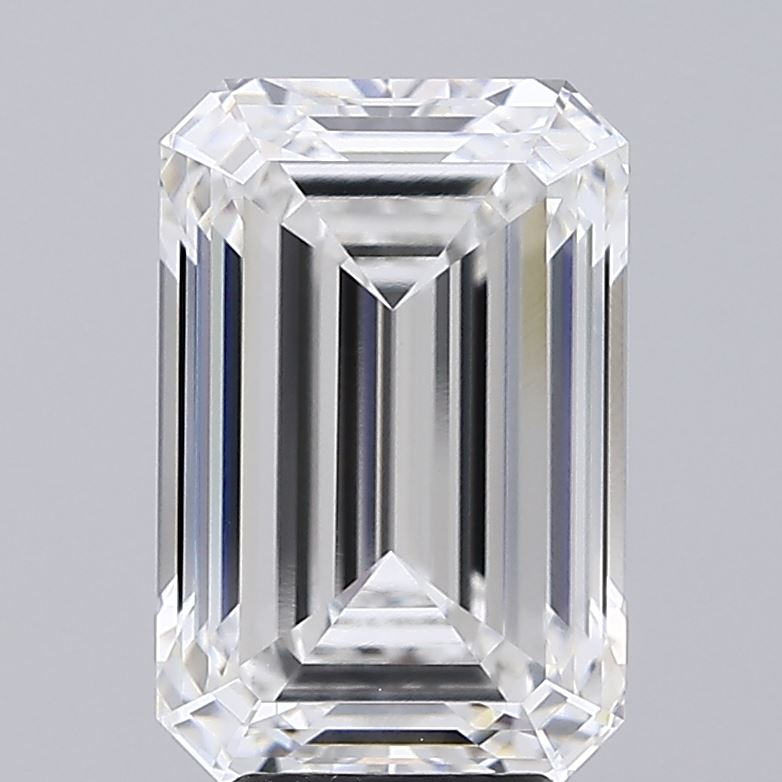 5.09 Carat Emerald Shaped, Ideal Cut, E Color, VVS2 Clarity, IGI Certified Lab Grown Diamond