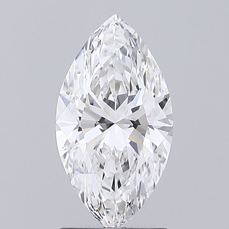 1.54 Carat Marquise Shaped, Ideal Cut, D Color, VVS2 Clarity, IGI Certified Lab Grown Diamond