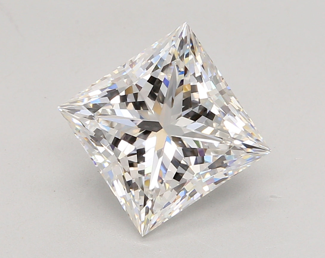 4.05 Carat Princess Shaped, Ideal Cut, E Color, VVS2 Clarity, IGI Certified Lab Grown Diamond