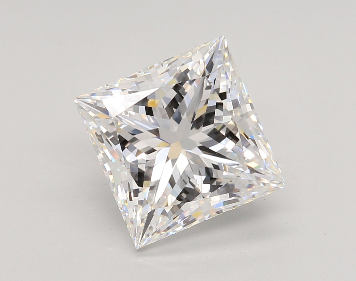 5.59 Carat Princess Shaped, Ideal Cut, E Color, VS1 Clarity, IGI Certified Lab Grown Diamond
