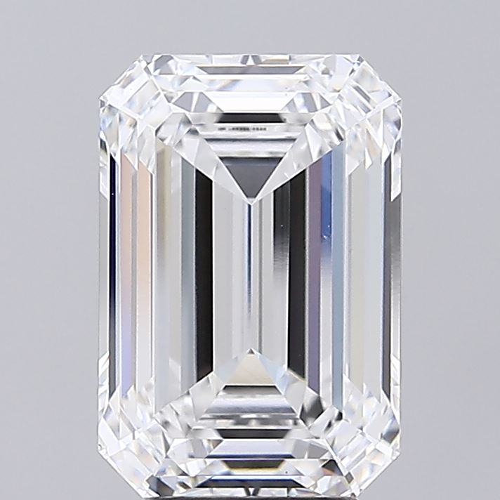 5.08 Carat Emerald Shaped, Ideal Cut, E Color, VVS2 Clarity, IGI Certified Lab Grown Diamond