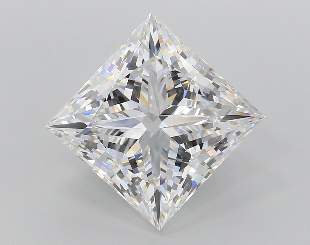 5.57 Carat Princess Shaped, Ideal Cut, E Color, VS1 Clarity, IGI Certified Lab Grown Diamond