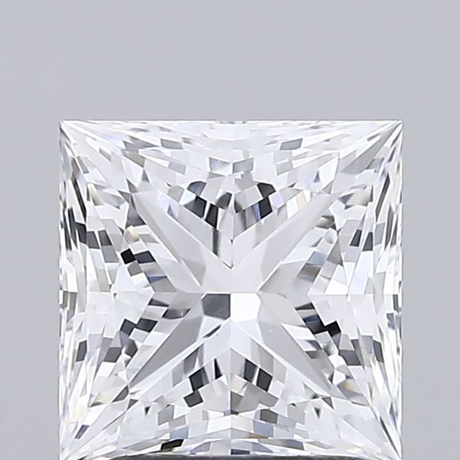 2.07 Carat Princess Shaped, Ideal Cut, D Color, VVS2 Clarity, IGI Certified Lab Grown Diamond