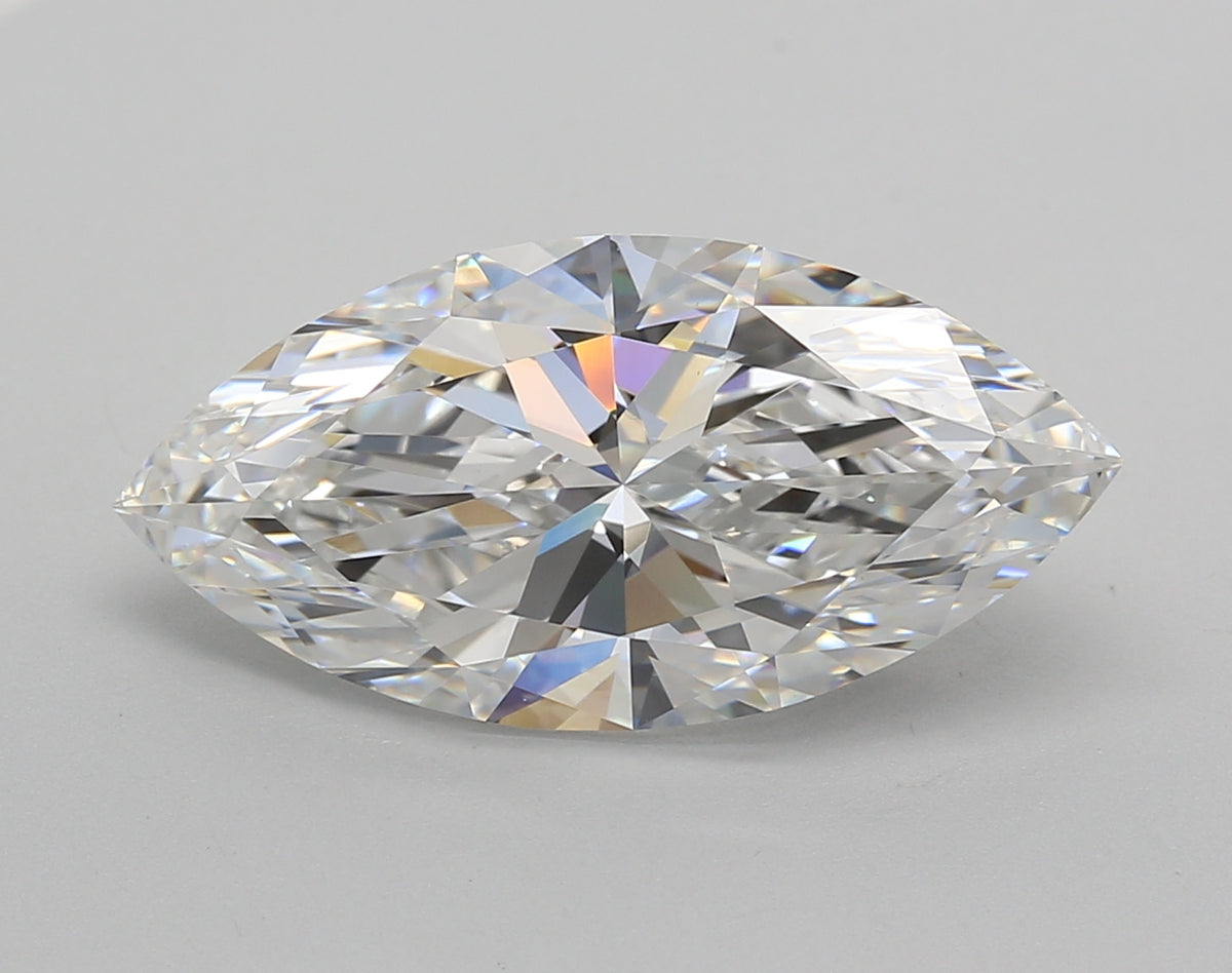 5.02 Carat Marquise Shaped, Excellent Cut, E Color, VVS2 Clarity, IGI Certified Lab Grown Diamond