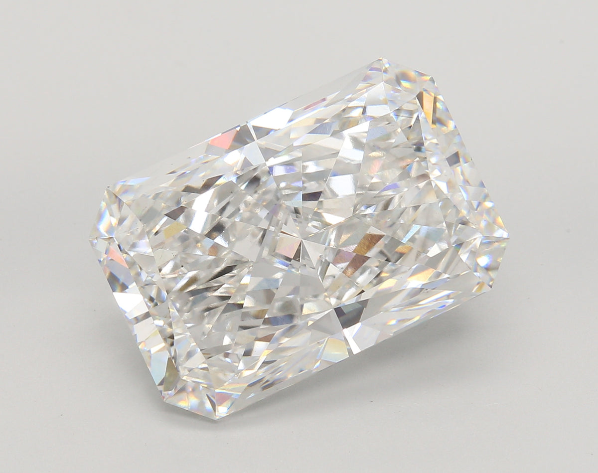 15.09 Carat Radiant Shaped, Ideal Cut, F Color, VS1 Clarity, IGI Certified Lab Grown Diamond