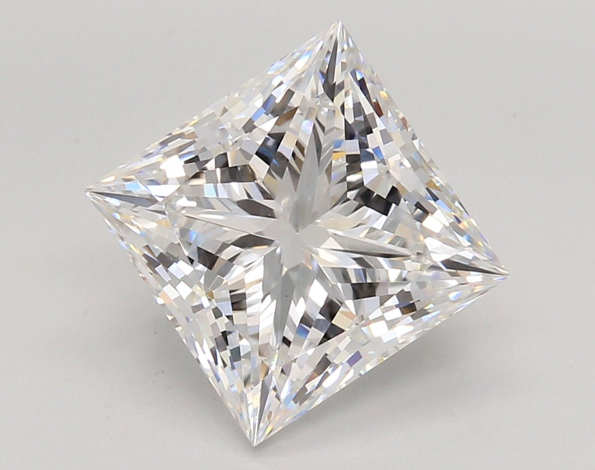 4.78 Carat Princess Shaped, Ideal Cut, E Color, VS1 Clarity, IGI Certified Lab Grown Diamond