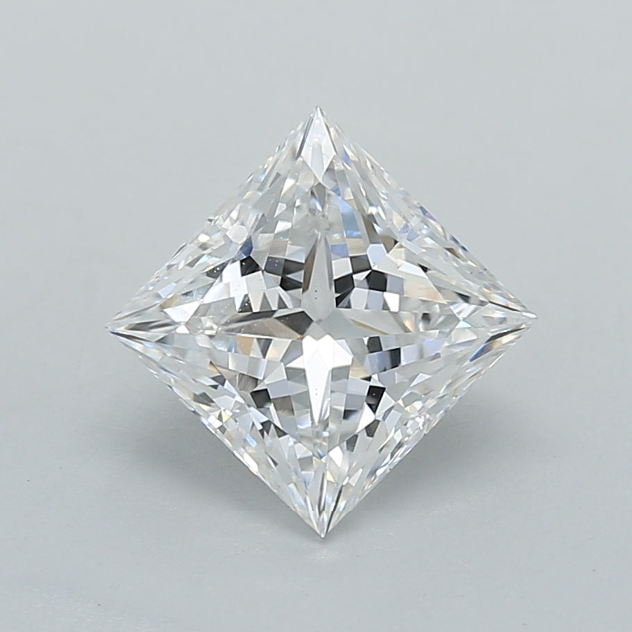 1.76 Carat Princess Shaped, Ideal Cut, D Color, VS1 Clarity, IGI Certified Lab Grown Diamond