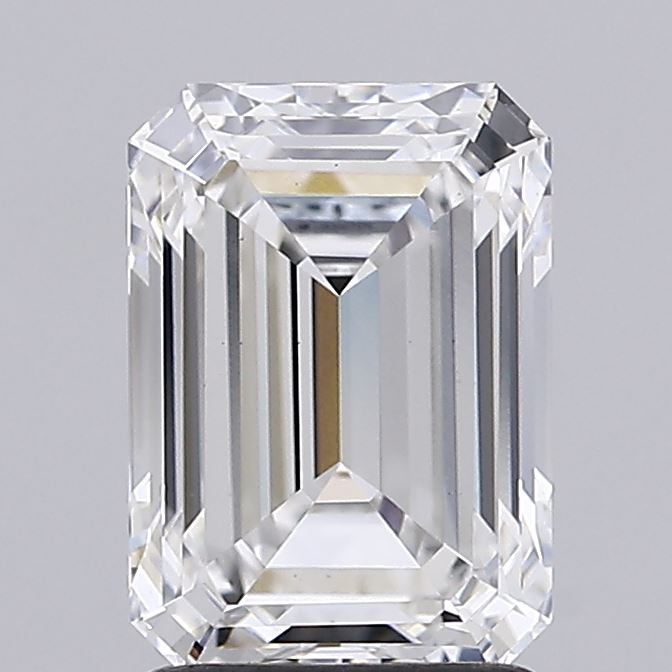2.01 Carat Emerald Shaped, Ideal Cut, E Color, VVS2 Clarity, IGI Certified Lab Grown Diamond