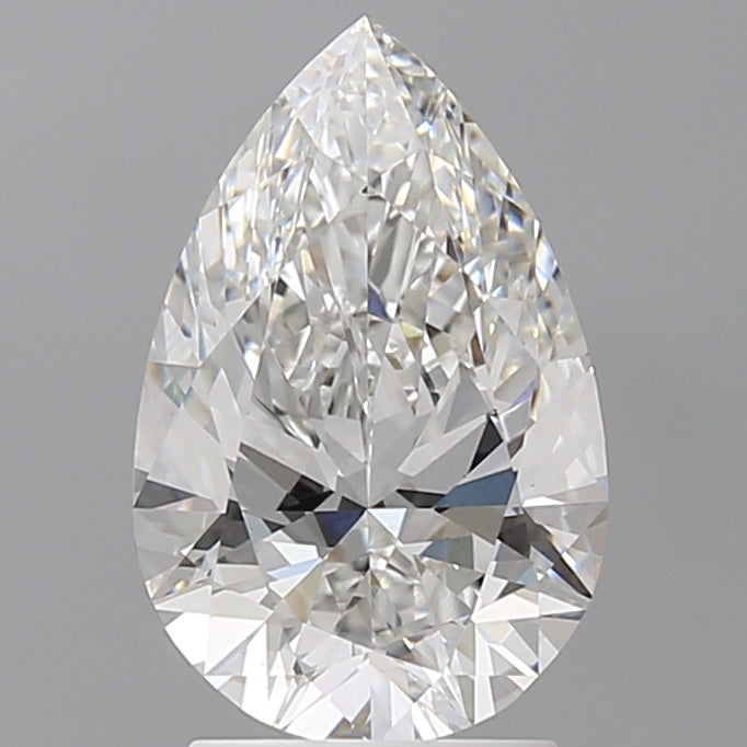 2.53 Carat Pear Shaped, Ideal Cut, F Color, VVS2 Clarity, IGI Certified Lab Grown Diamond