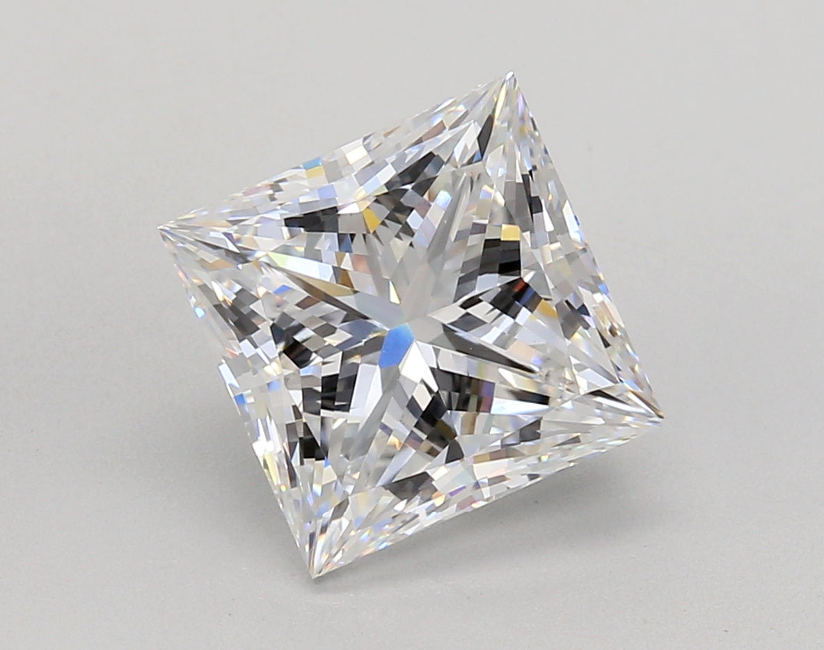4.01 Carat Princess Shaped, Ideal Cut, D Color, VVS2 Clarity, IGI Certified Lab Grown Diamond