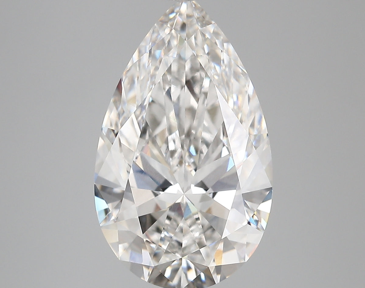 6.01 Carat Pear Shaped, Very Good Cut, F Color, VVS2 Clarity, IGI Certified Lab Grown Diamond