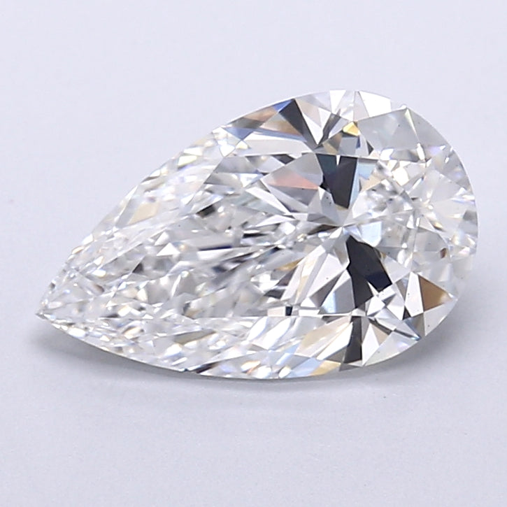 2.40 Carat Pear Shaped, Very Good Cut, D Color, VS1 Clarity, IGI Certified Lab Grown Diamond