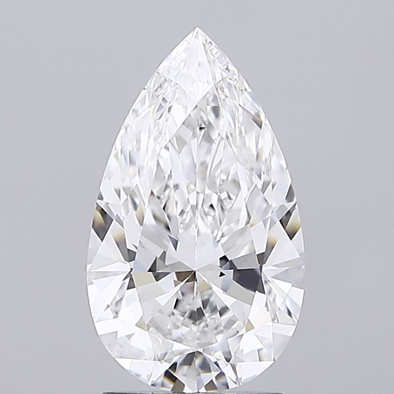 2.03 Carat Pear Shaped, Ideal Cut, E Color, FL Clarity, IGI Certified Lab Grown Diamond