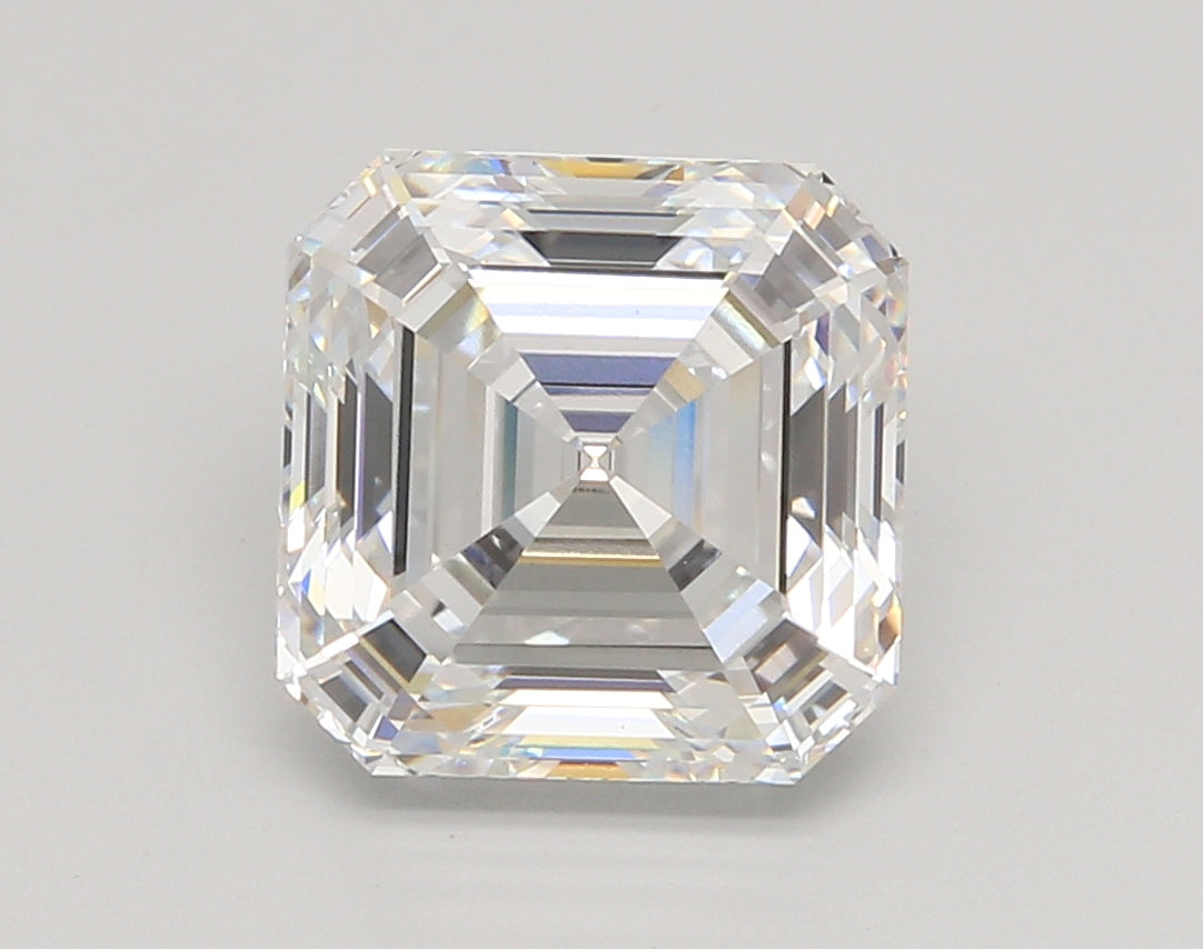 5.05 Carat Asscher Shaped, Ideal Cut, E Color, VVS2 Clarity, IGI Certified Lab Grown Diamond