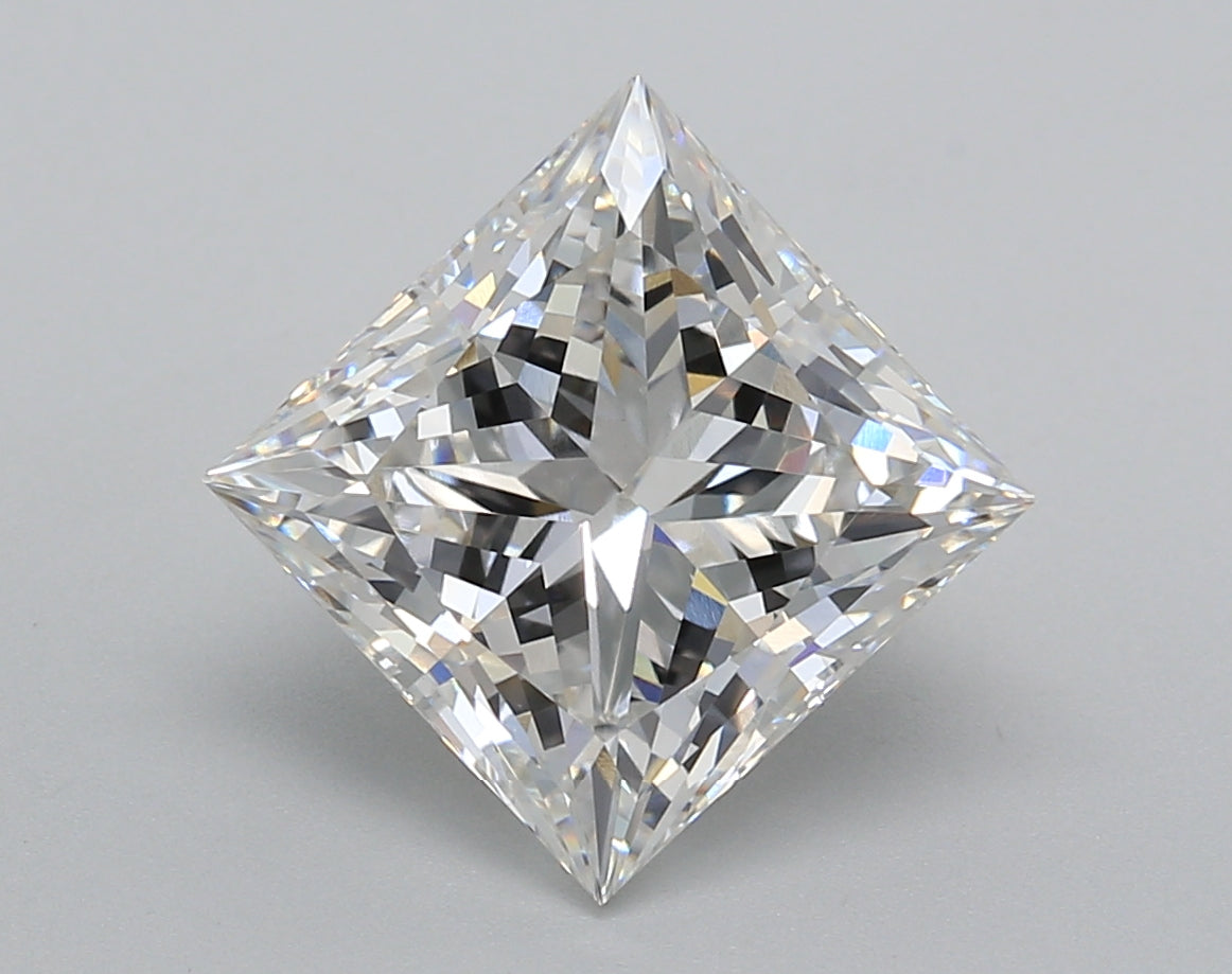4.02 Carat Princess Shaped, Excellent Cut, F Color, VVS2 Clarity, IGI Certified Lab Grown Diamond