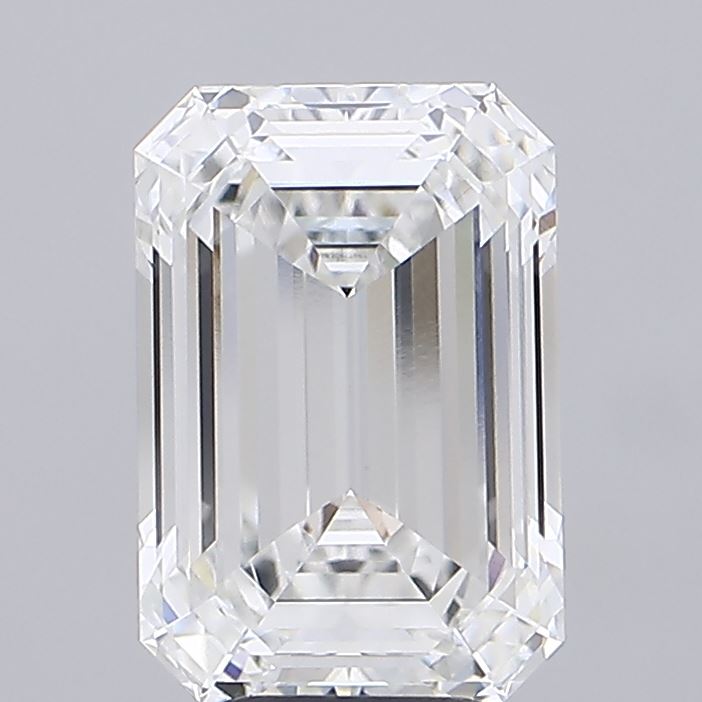 5.07 Carat Emerald Shaped, Ideal Cut, F Color, VVS2 Clarity, IGI Certified Lab Grown Diamond
