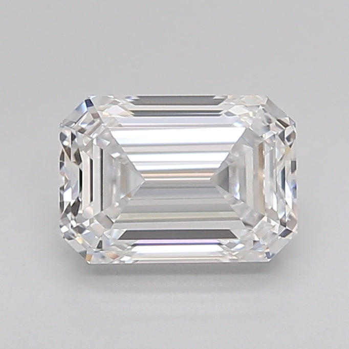 1.63 Carat Emerald Shaped, Ideal Cut, D Color, VVS2 Clarity, IGI Certified Lab Grown Diamond