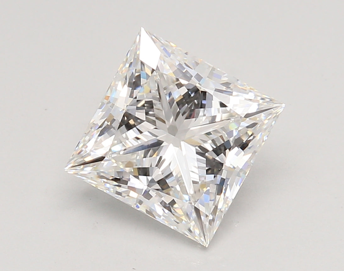 3.09 Carat Princess Shaped, Ideal Cut, E Color, VVS2 Clarity, IGI Certified Lab Grown Diamond