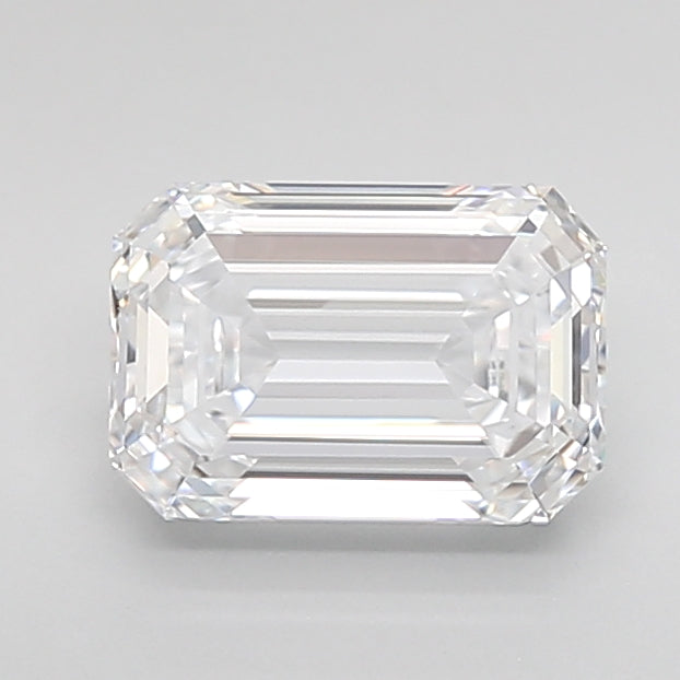 1.74 Carat Emerald Shaped, Ideal Cut, D Color, VVS2 Clarity, IGI Certified Lab Grown Diamond
