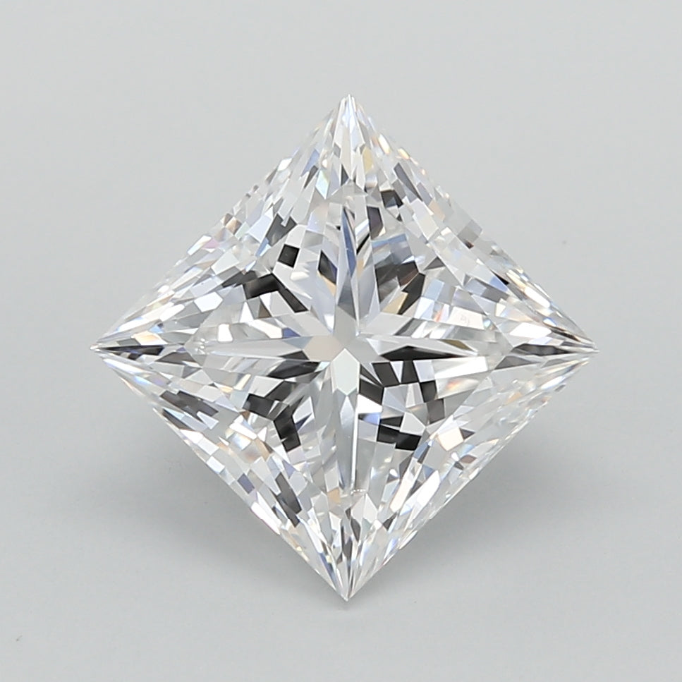 3.02 Carat Princess Shaped, Ideal Cut, E Color, VVS2 Clarity, IGI Certified Lab Grown Diamond