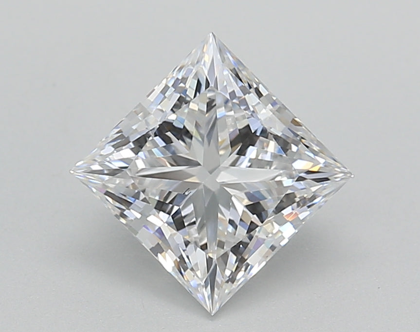 1.55 Carat Princess Shaped, Ideal Cut, D Color, VS2 Clarity, IGI Certified Lab Grown Diamond