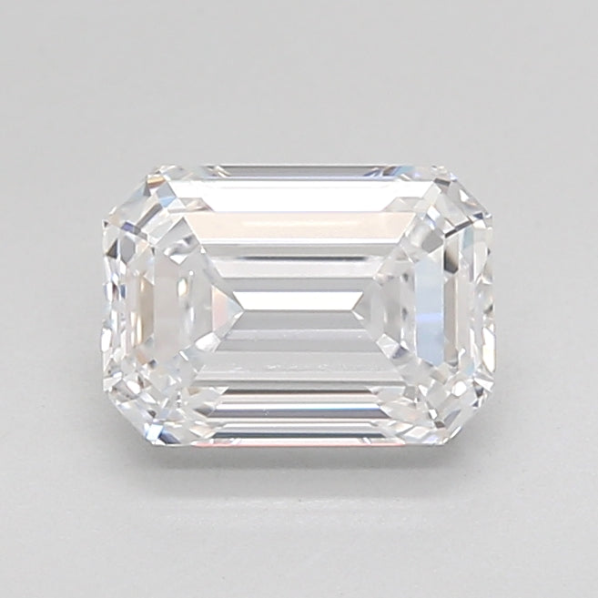 1.55 Carat Emerald Shaped, Ideal Cut, D Color, VVS2 Clarity, IGI Certified Lab Grown Diamond