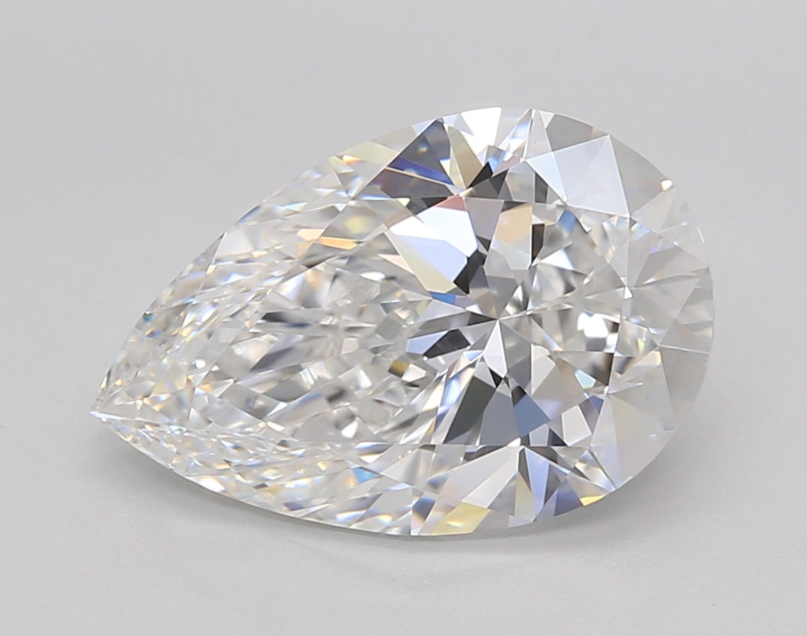 4.02 Carat Pear Shaped, Ideal Cut, E Color, VVS2 Clarity, GIA Certified Lab Grown Diamond