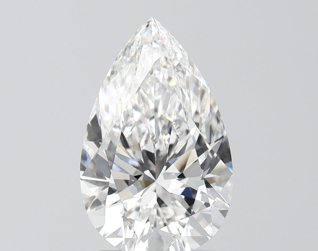2.59 Carat Pear Shaped, Ideal Cut, E Color, VVS2 Clarity, IGI Certified Lab Grown Diamond