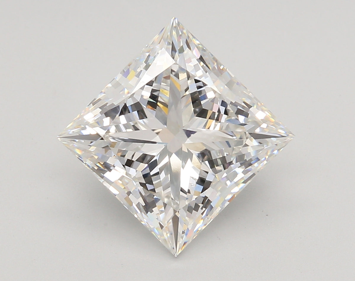 5.59 Carat Princess Shaped, Ideal Cut, F Color, VS1 Clarity, IGI Certified Lab Grown Diamond