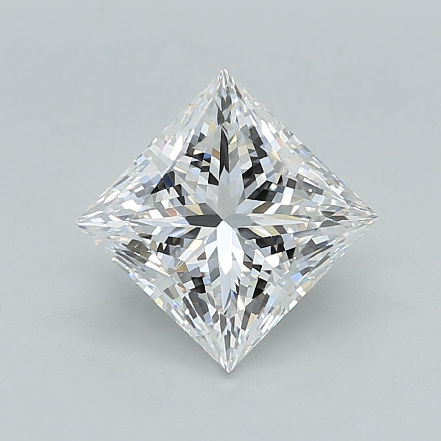 2.03 Carat Princess Shaped, Ideal Cut, D Color, VVS2 Clarity, IGI Certified Lab Grown Diamond