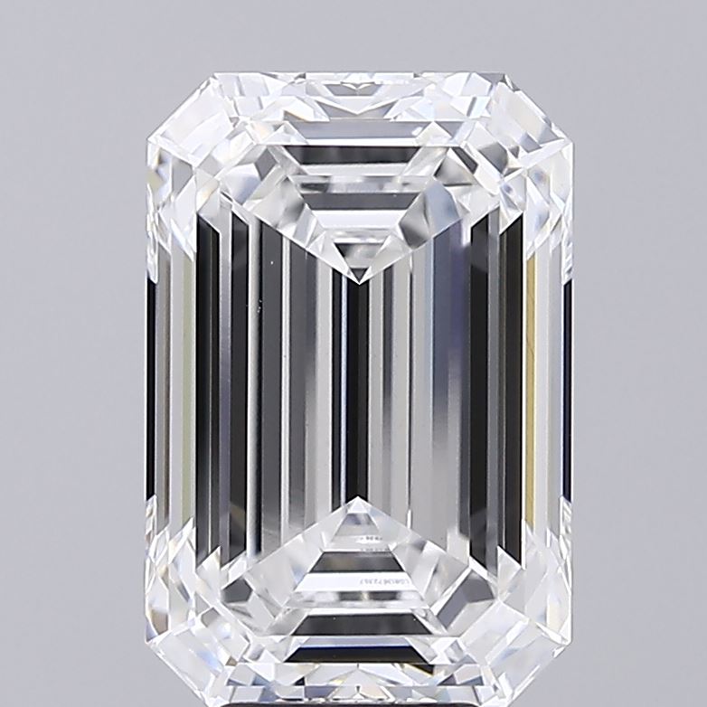 7.02 Carat Emerald Shaped, Ideal Cut, E Color, VVS2 Clarity, IGI Certified Lab Grown Diamond